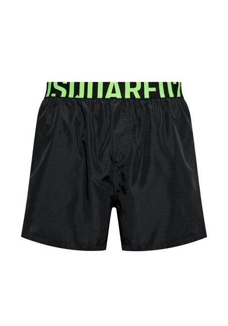 Costume Dsquared2  Swimwear uomo D7B646040004 nero verde logo girovita DSQUARED2 SWIMWEAR | Costumi | D7B646040004